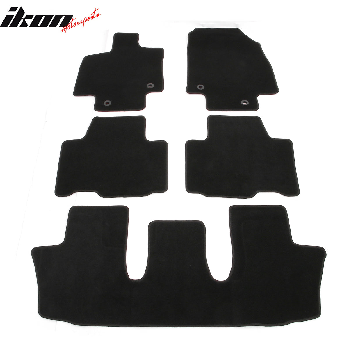 IKON MOTORSPORTS, Nylon Car Floor Mats Compatible with 2024-2025 Lexus TX350 TX500h TX550h+ 6 / 7 Seats, OE Fitment Style Black Driver Passenger Car Carpets, Front Rear 5PCS Full Set