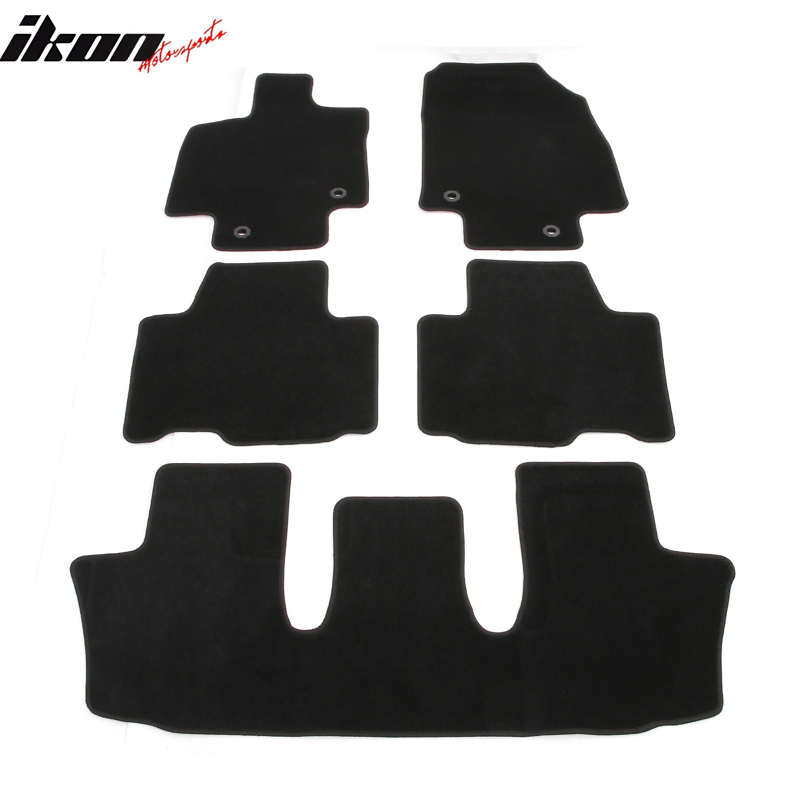 IKON MOTORSPORTS, Nylon Car Floor Mats Compatible with 2024-2025 Lexus TX350 TX500h TX550h+ 6 / 7 Seats, OE Fitment Style Black Driver Passenger Car Carpets, Front Rear 5PCS Full Set