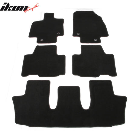 IKON MOTORSPORTS, Nylon Car Floor Mats Compatible with 2024-2025 Lexus TX350 TX500h TX550h+ 6 / 7 Seats, OE Fitment Style Black Driver Passenger Car Carpets, Front Rear 5PCS Full Set