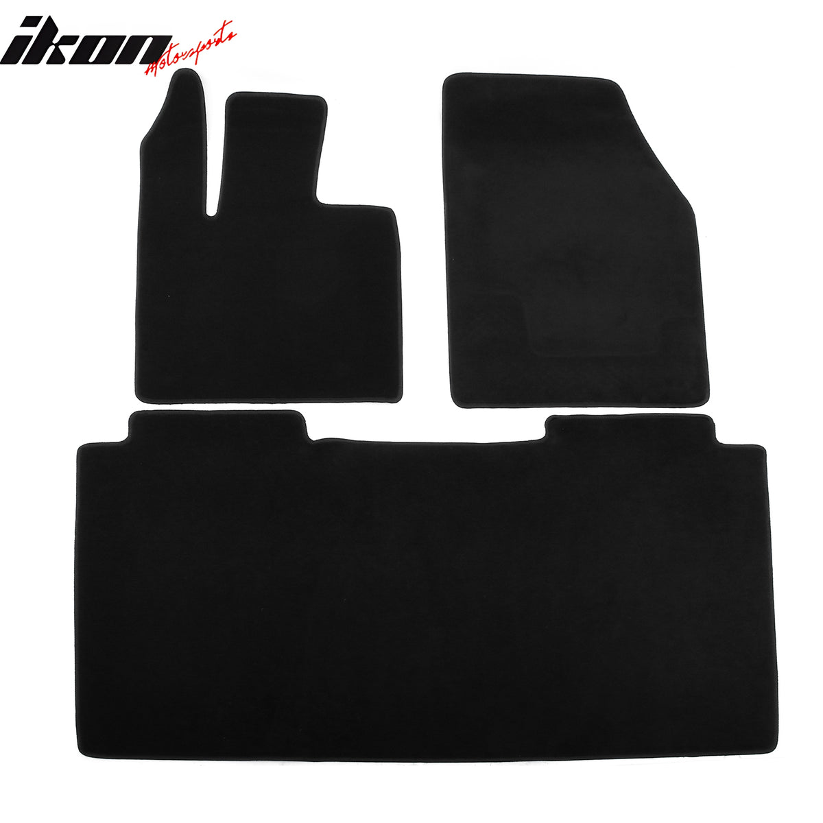 IKON MOTORSPORTS, Nylon Car Floor Mats Compatible with 2024-2025 Tesla Cybertruck, OE Fitment Style Black Driver Passenger Car Carpets, Front Rear 3PCS Full Set