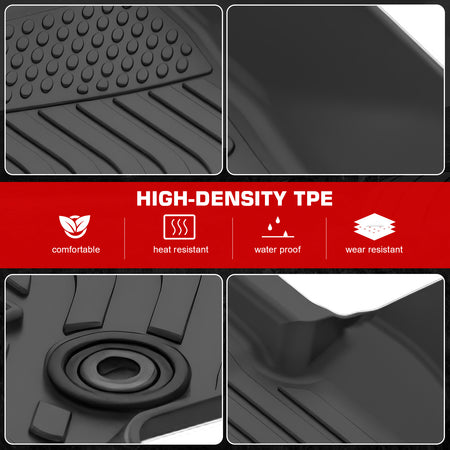IKON MOTORSPORTS 3D TPE Floor Mats, Compatible with 2024-2025 Toyota Land Cruiser/Lexus GX550, All Weather Waterproof Non-Slip Floor Liners, Front & 2nd Row Full Set Interior Accessories, Black