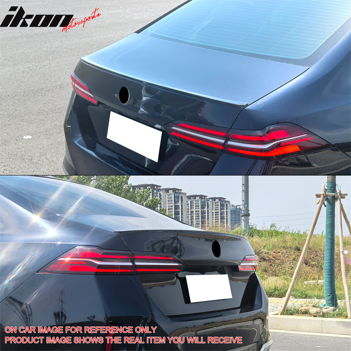 IKON MOTORSPORTS, Trunk Spoiler Compatible with 2024-2025 BMW G60 5 Series & i5 & 2025 G90 M5 Sedan, M Sport Style Painted Gloss Black ABS Plastic Rear Trunk Lid Spoiler Wing Lip