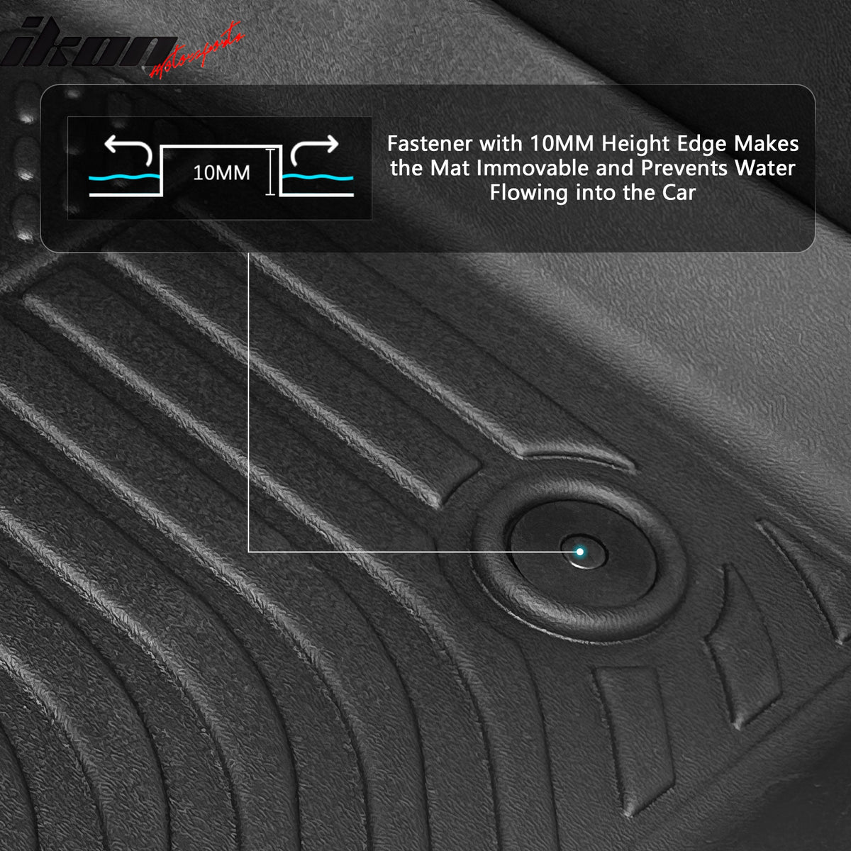 IKON MOTORSPORTS 3D TPE Floor Mats, Compatible with 2024-2026 Chevrolet Blazer EV 2023-2026 Cadillac Lyriq, All Weather Waterproof Non-Slip Floor Liners, Front & 2nd Row Full Set Accessories, Black