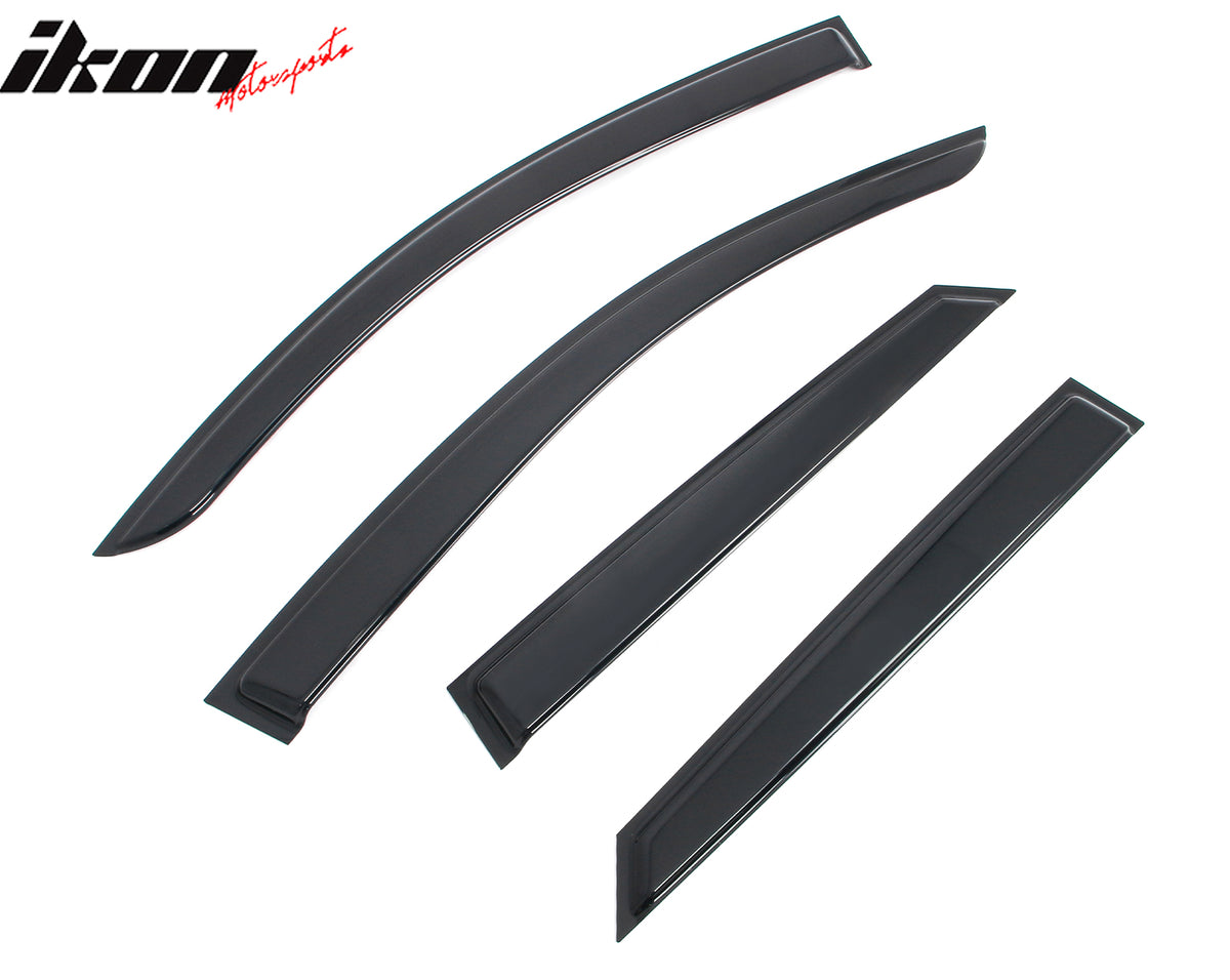 IKON MOTORSPORTS Tape on Window Visors Compatible with 2024-2026 Chevrolet Blazer EV, Slim Style Acrylic Smoke Tinted Rain Guards, 4PCS Side Window Wind Deflectors