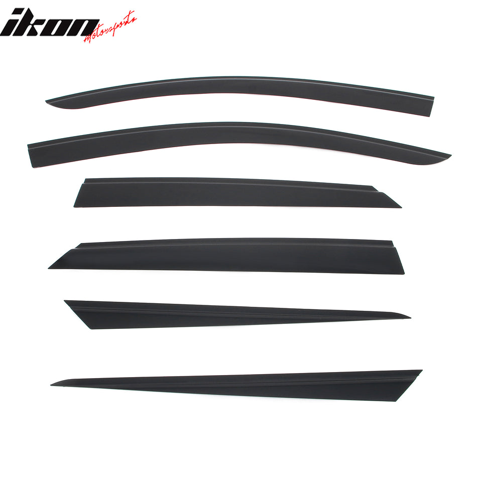 IKON MOTORSPORTS Tape on Window Visors Compatible with 2024-2026 Chevrolet Blazer EV, Slim Style Acrylic Smoke Tinted Rain Guards, Side Window Wind Deflectors 6PCS