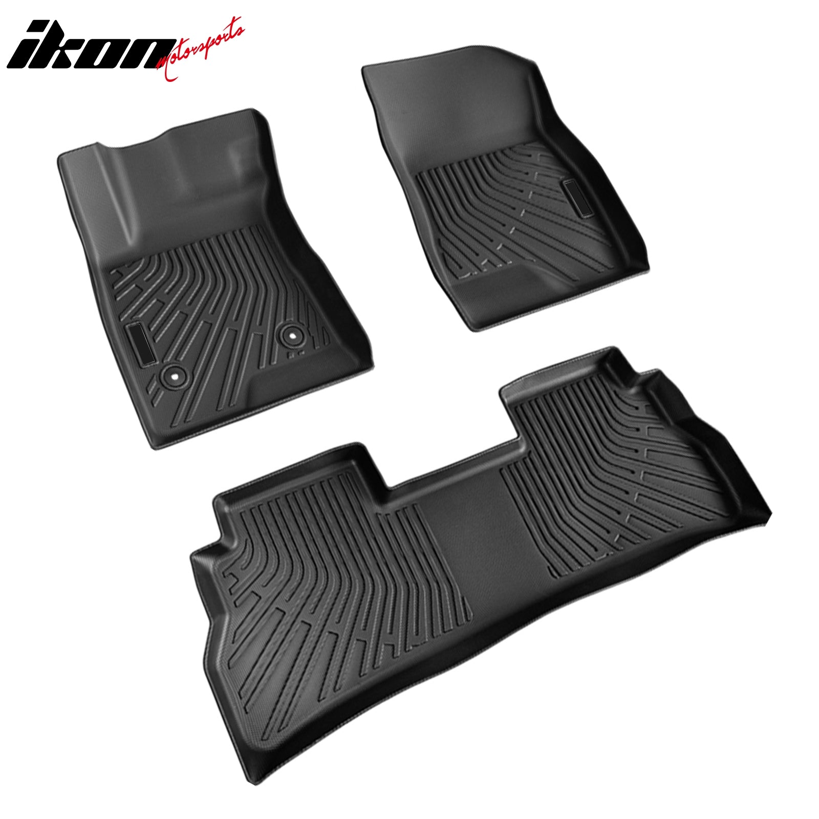 IKON MOTORSPORTS 3D Molded TPE Floor Mats, Compatible with 2024-2026 Chevrolet Trax & Buick Envista, Black All Weather Waterproof Anti-Slip Floor Liners, Front 2nd Row Interior Accessories 3PCS