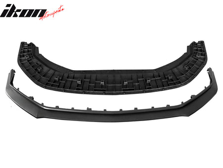 IKON MOTORSPORTS Front Bumper Lip Valance Panel, Compatible with 2024-2026 Ford Mustang 7th Gen S650 Dark Horse, Handling Package Style Unpainted Black PP Air Dam Chin Spoiler Protector Splitter