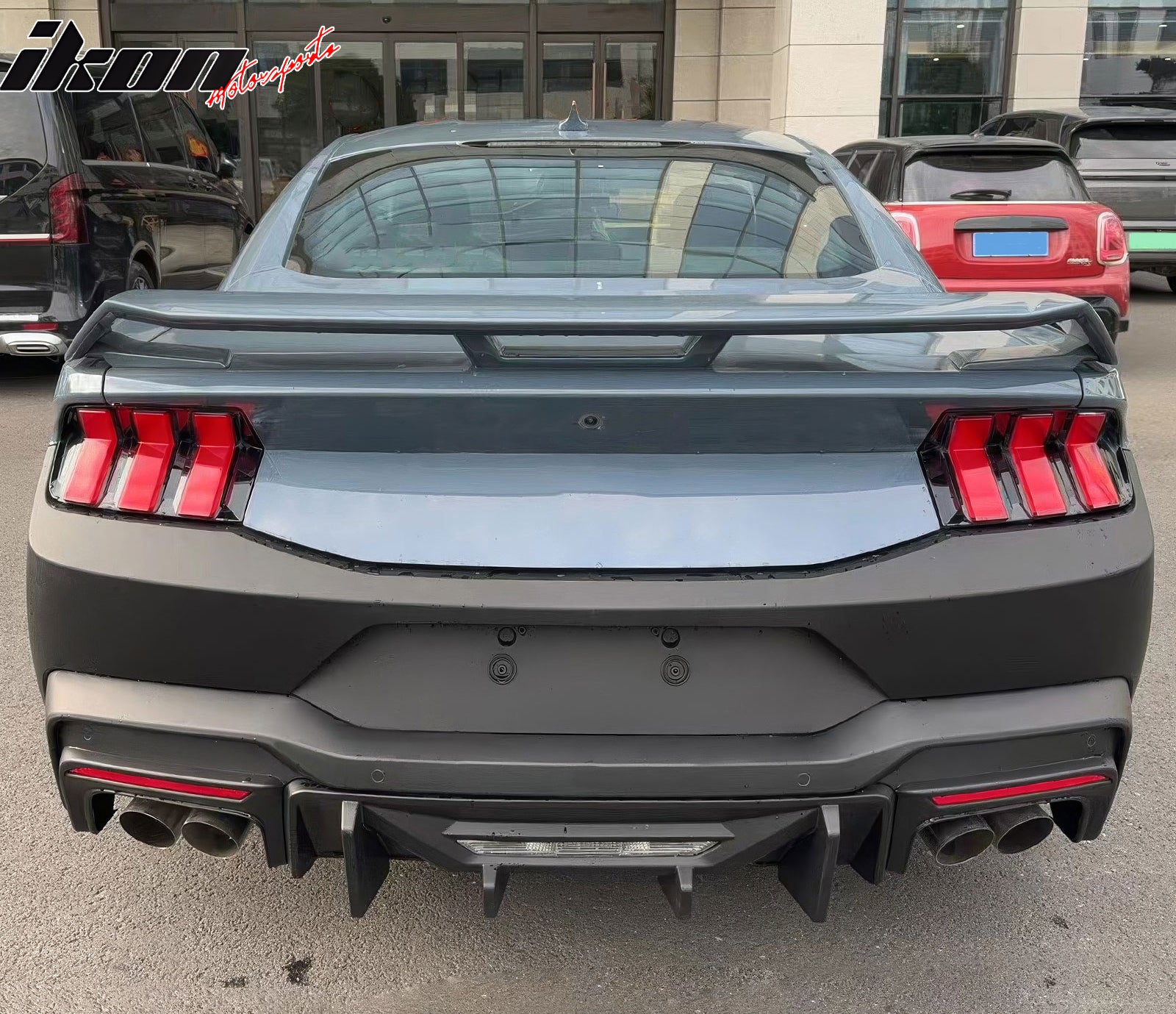 Fits 24-26 Mustang 7th Gen S650 Rock Style PP Rear Bumper Diffuser Matte Black