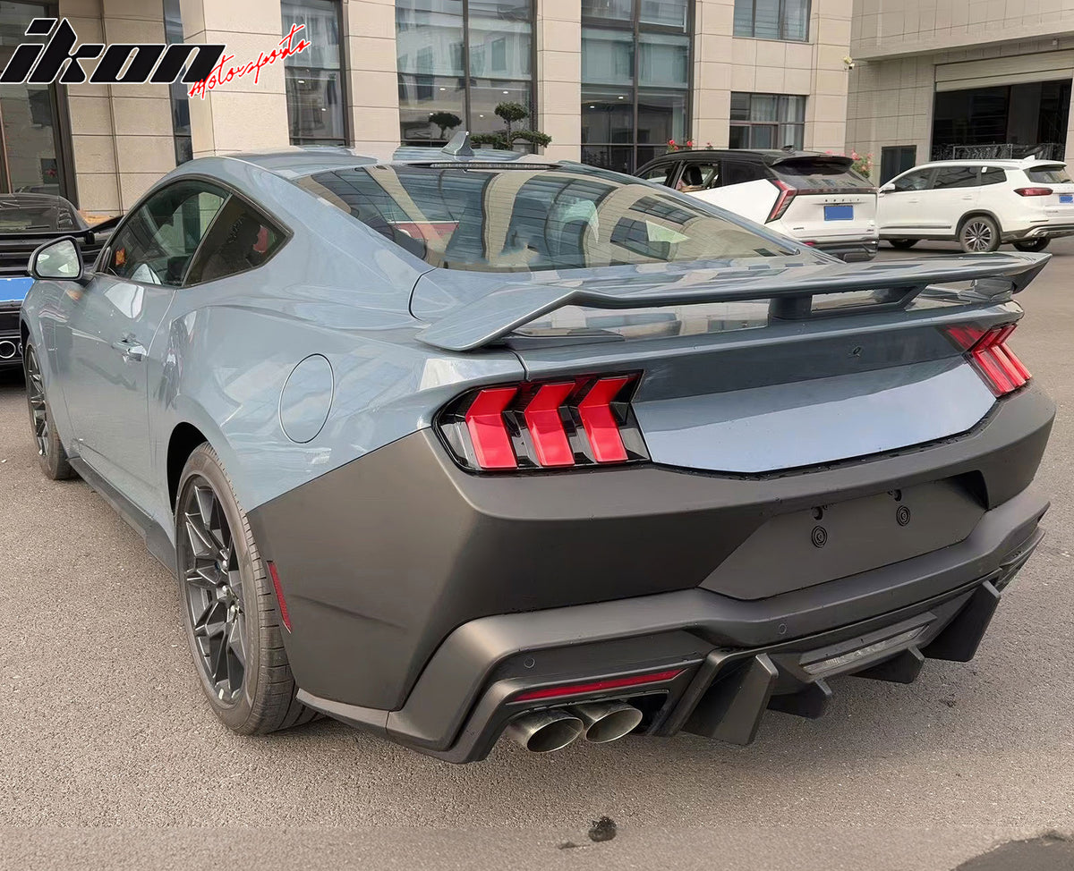 Fits 24-26 Mustang 7th Gen S650 Rock Style PP Rear Bumper Diffuser Matte Black