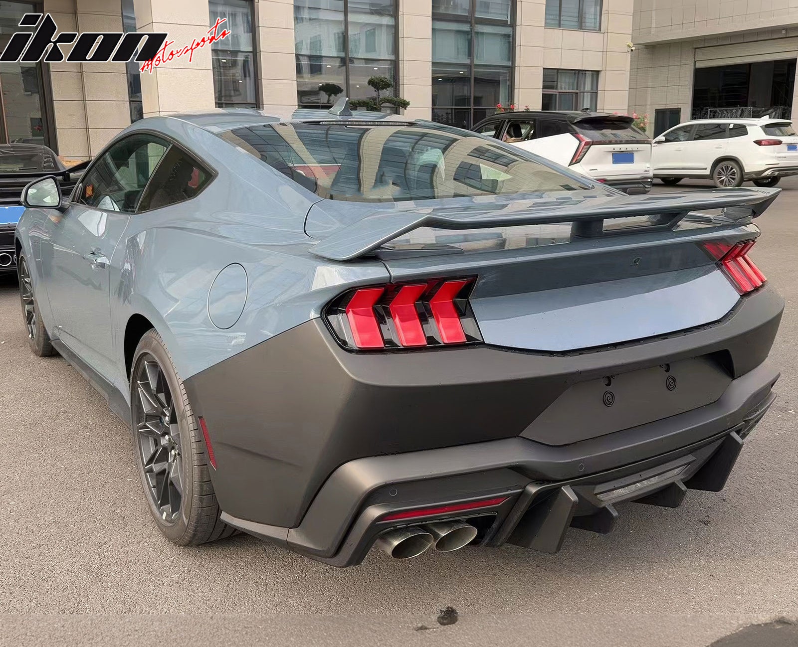 Fits 24-26 Mustang 7th Gen S650 Rock Style PP Rear Bumper Diffuser Matte Black