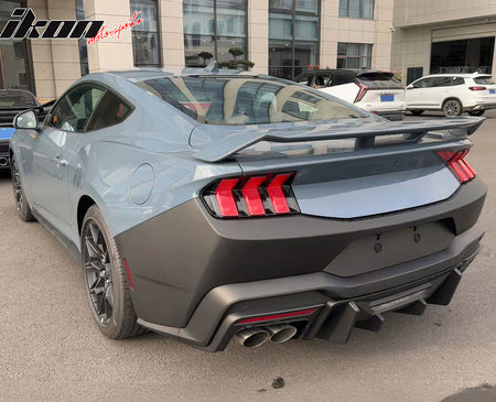 Fits 24-26 Mustang 7th Gen S650 Rock Style PP Rear Bumper Diffuser Matte Black