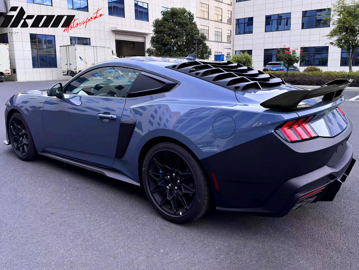 IKON MOTORSPORTS, Trunk Spoiler W/ Gurney Flap Compatible with 2024-2026 Ford Mustang Coupe/Convertible All Models, Dark Horse Matte Black ABS Rear Trunk Lid Handling Package PC Gurney Flap Wicker