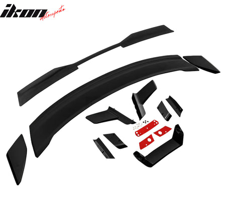 Fits 24-26 Ford Mustang Dark Horse Matte Black Trunk Spoiler W/ Gurney Glap ABS