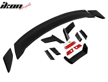 Fits 24-26 Ford Mustang Dark Horse Matte Black Trunk Spoiler W/ Gurney Glap ABS
