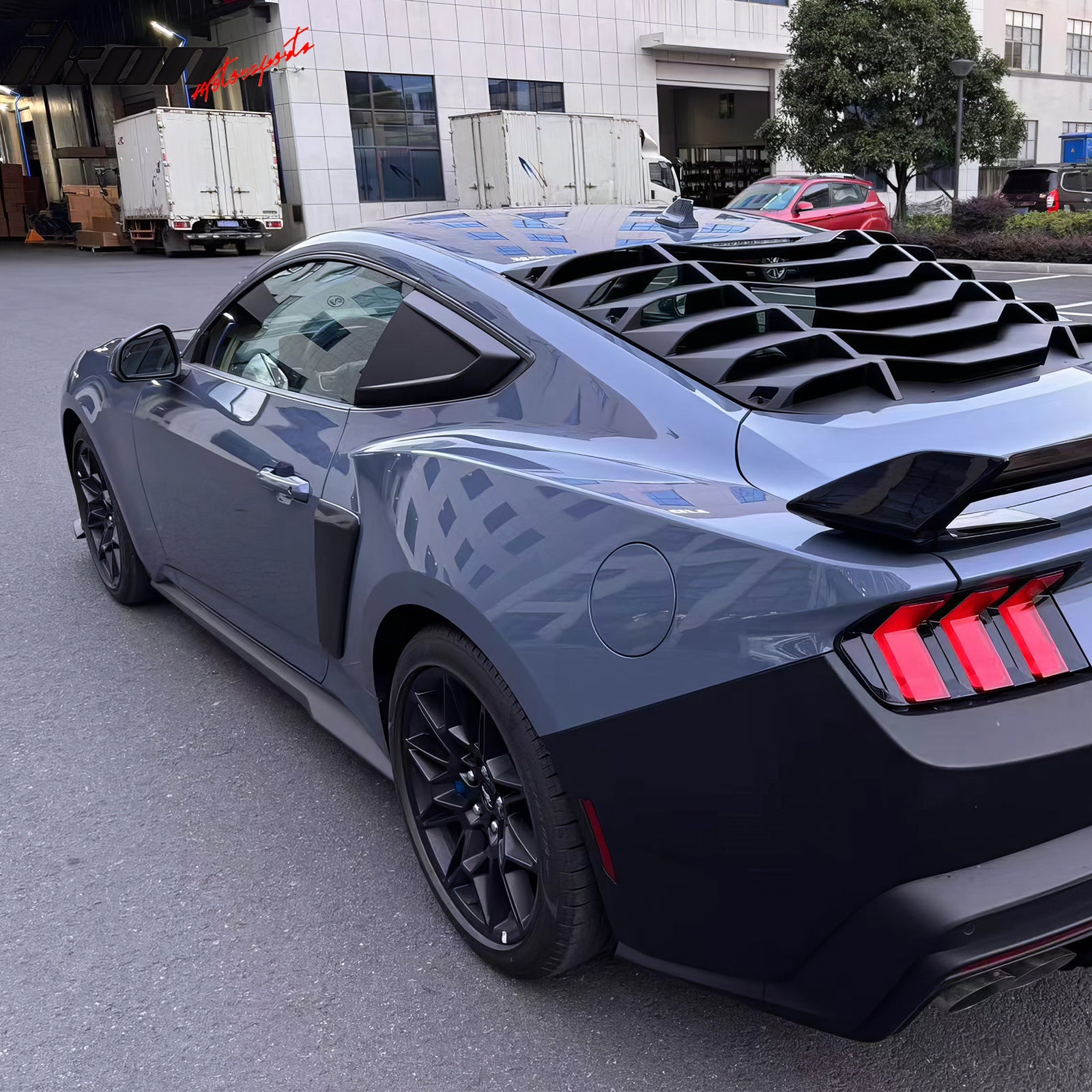 Fits 24-26 Ford Mustang Coupe V Style Side Window Louvers ABS 2PCS - Matte Black