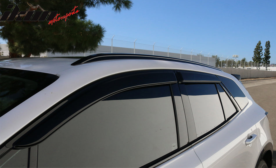 IKON MOTORSPORTS Tape on Window Visors Compatible with 2024-2026 Honda Prologue, V2 Style Acrylic Smoke Tinted Rain Guards, Side Window Wind Deflectors 4PCS