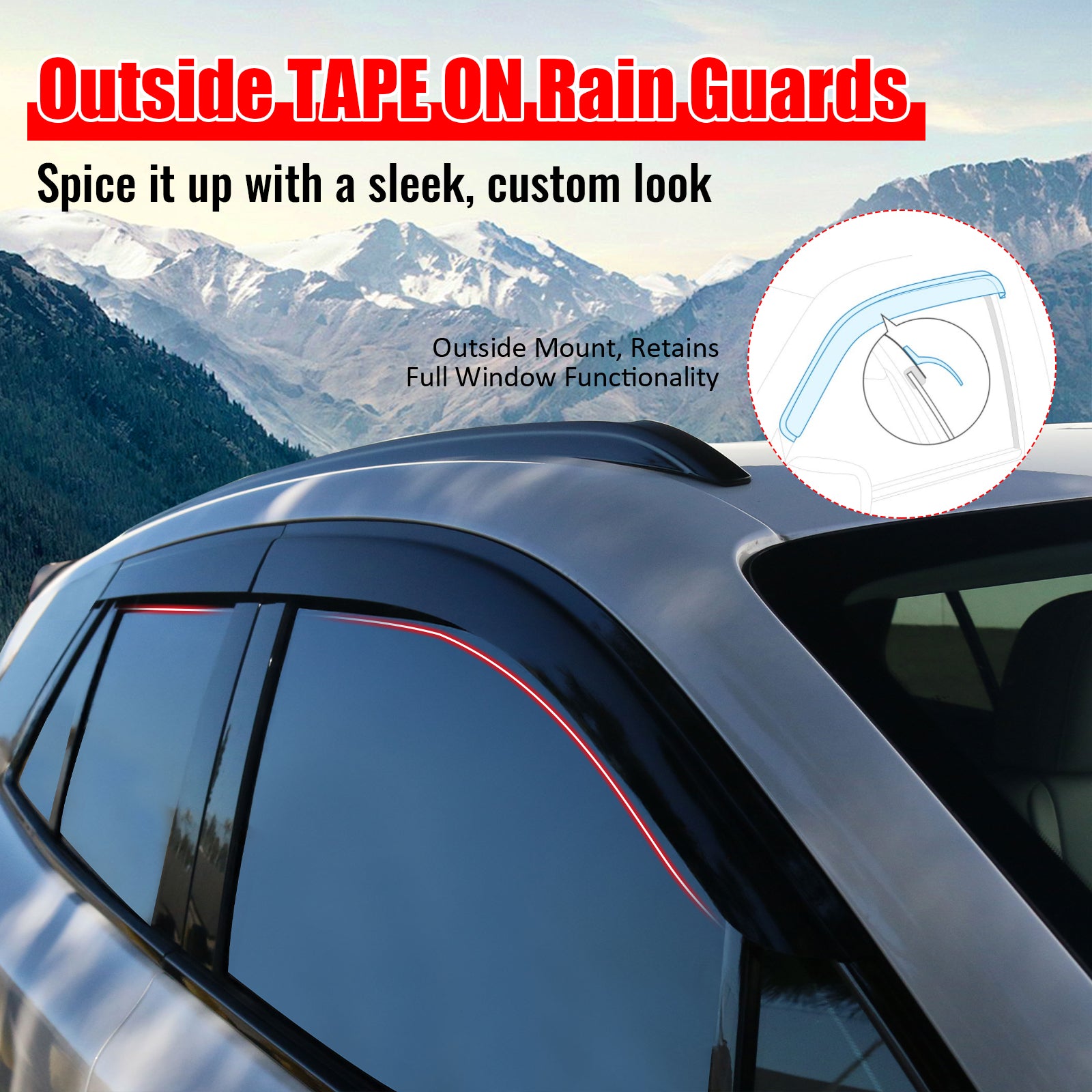 Fits 24-26 Honda Prologue V2 Style Window Visors Acrylic Sun Shade Rain Guard