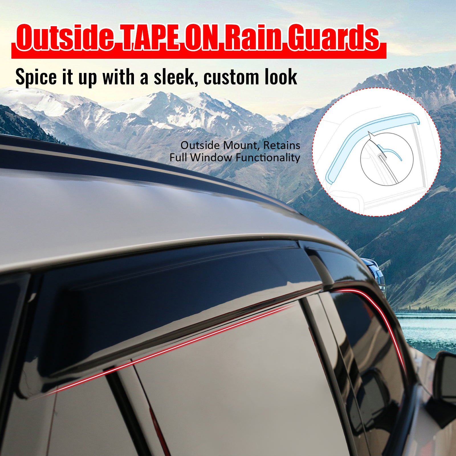Fits 24-26 Honda Prologue Slim Window Visors Acrylic 4PCS Sun Shade Rain Guard