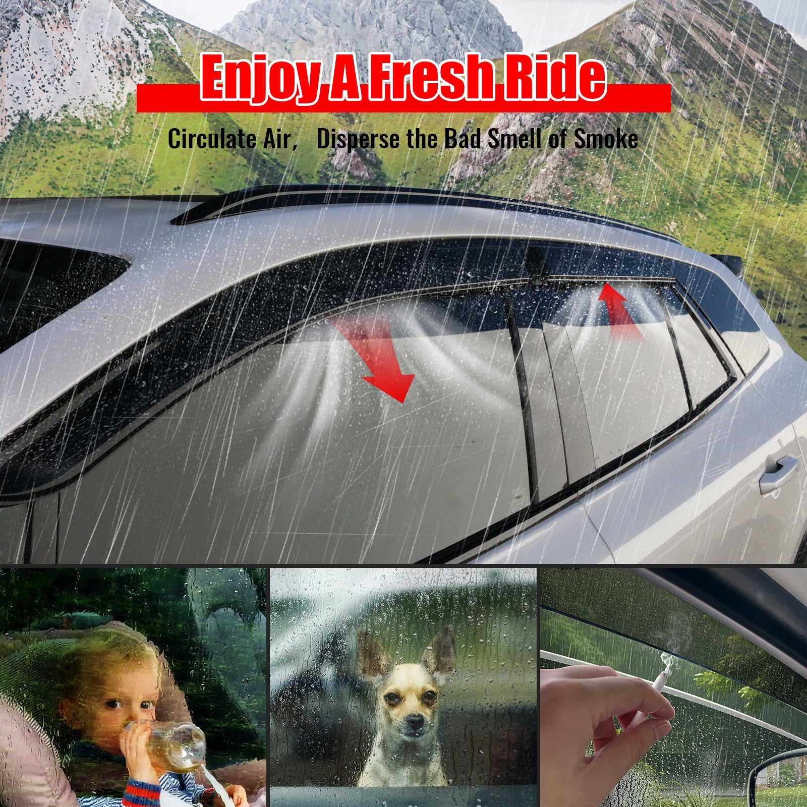 Fits 24-26 Honda Prologue Slim Window Visors Acrylic 4PCS Sun Shade Rain Guard