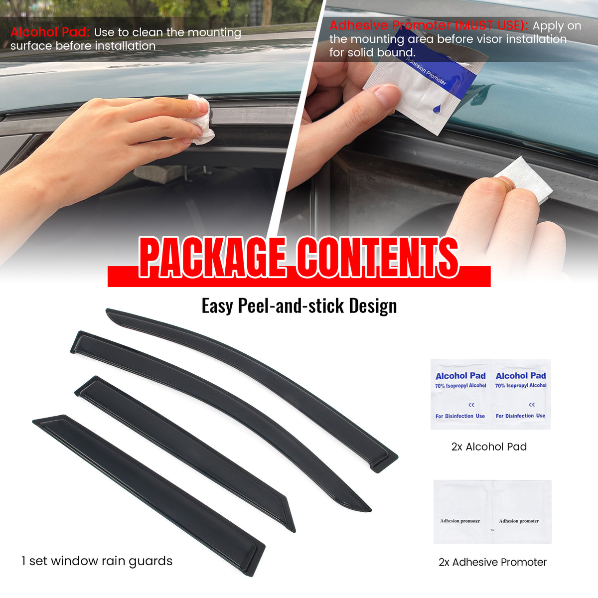 Fits 24-26 Honda Prologue Slim Window Visors Acrylic 4PCS Sun Shade Rain Guard