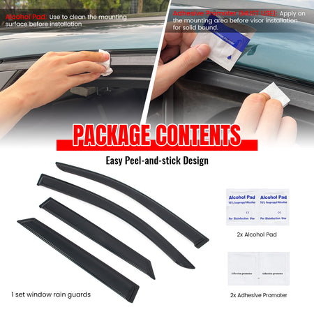 Fits 24-26 Honda Prologue Slim Window Visors Acrylic 4PCS Sun Shade Rain Guard