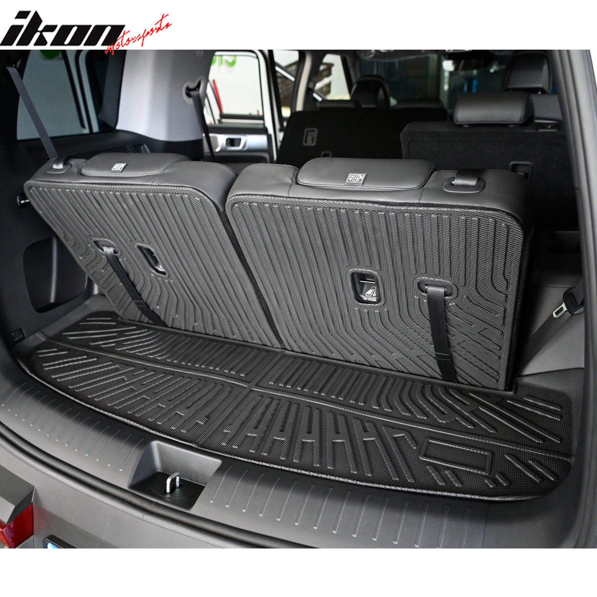 Fits 24-26 Hyundai Santa Fe Rear Trunk Mat Liner W/ Backrest Cover TPE 6/7 Seats