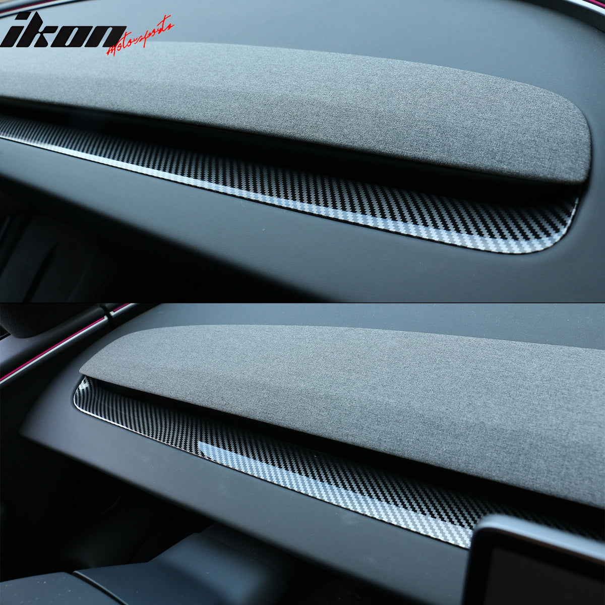 Fits 24-25 Tesla 3 Highland/25 Y Carbon Fiber Print Dashboard Wrap Cover Cap
