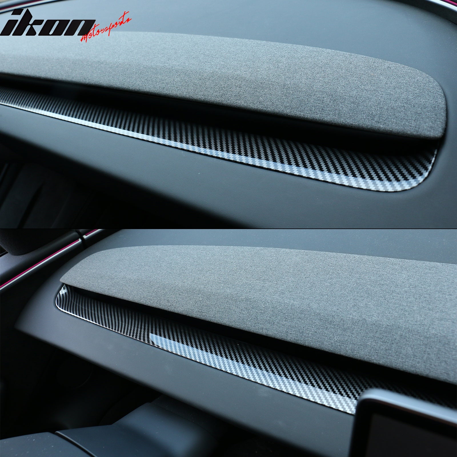 Fits 24-25 Tesla 3 Highland/25 Y Carbon Fiber Print Dashboard Wrap Cover Cap
