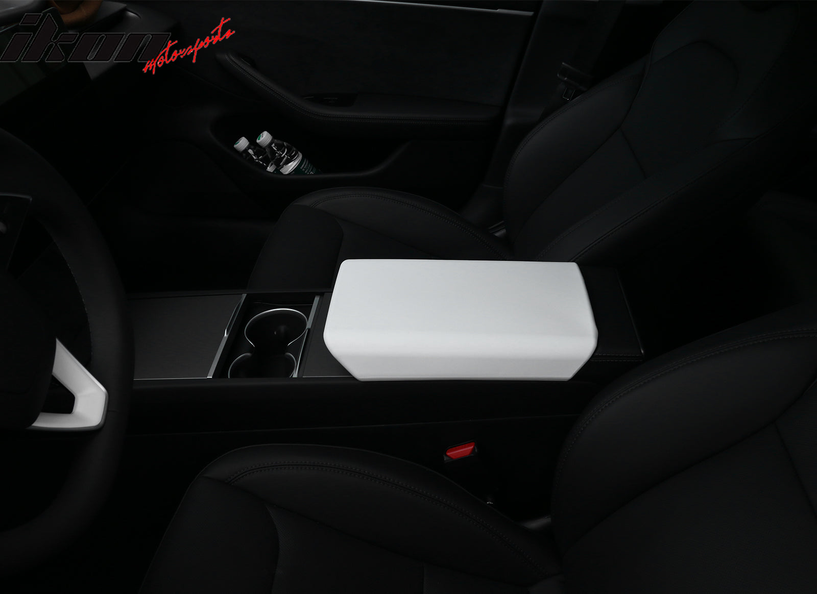 IKON MOTORSPORTS Center Console Armrest Cover Compatible With 2024-2025 Tesla Model 3 Highland & 2025 Model Y, TPE White Non-Slip Auto Replacement Center Console Pad Car Armrest Lid Cover Protector