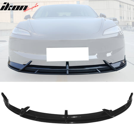 Fit 24-25 Tesla Model 3 3PCS IKON2 Style Front Bumper Lip Spoiler Matte Black PP