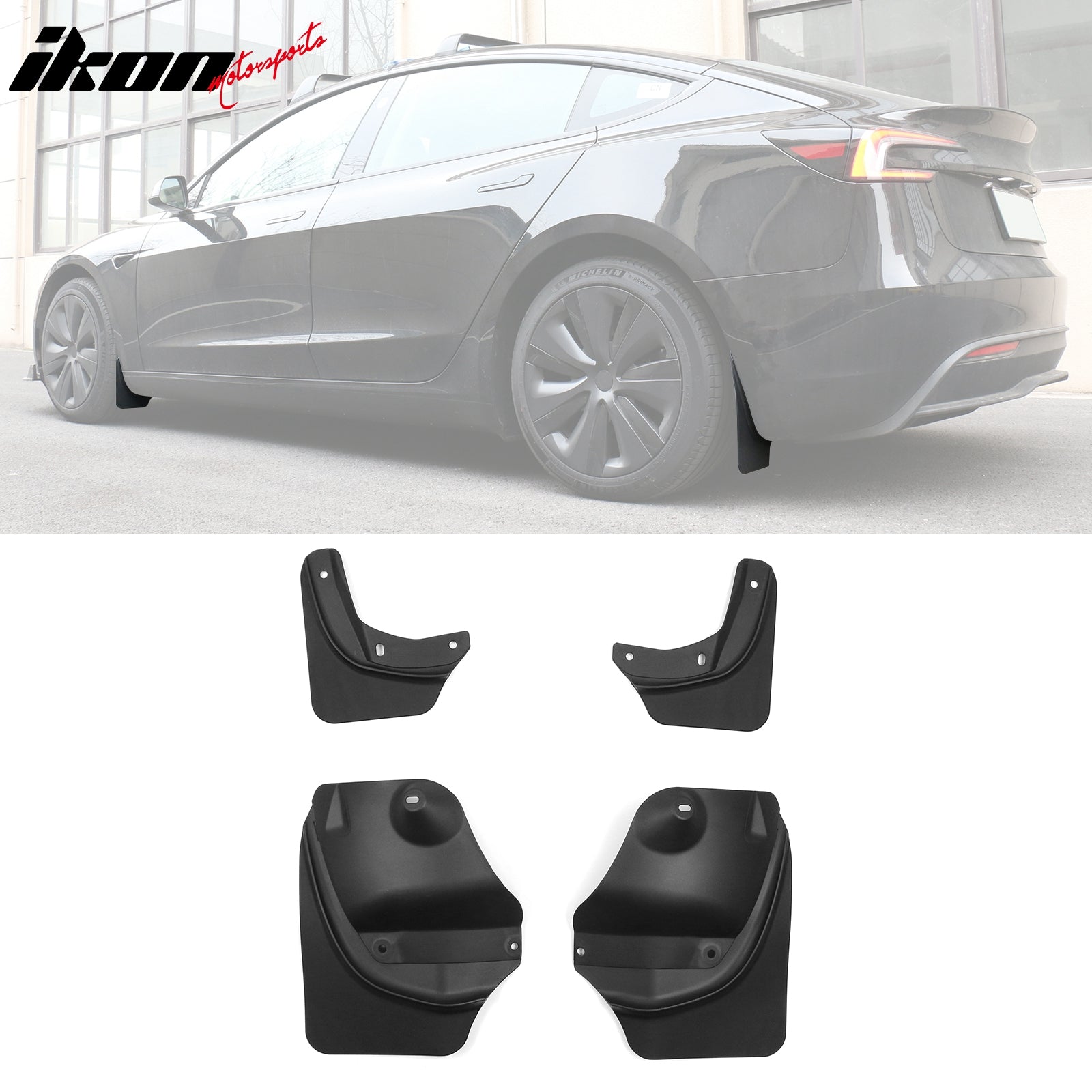 Fits 24-26 Tesla Model 3 Highland OE Style Front Rear Mud Flaps
