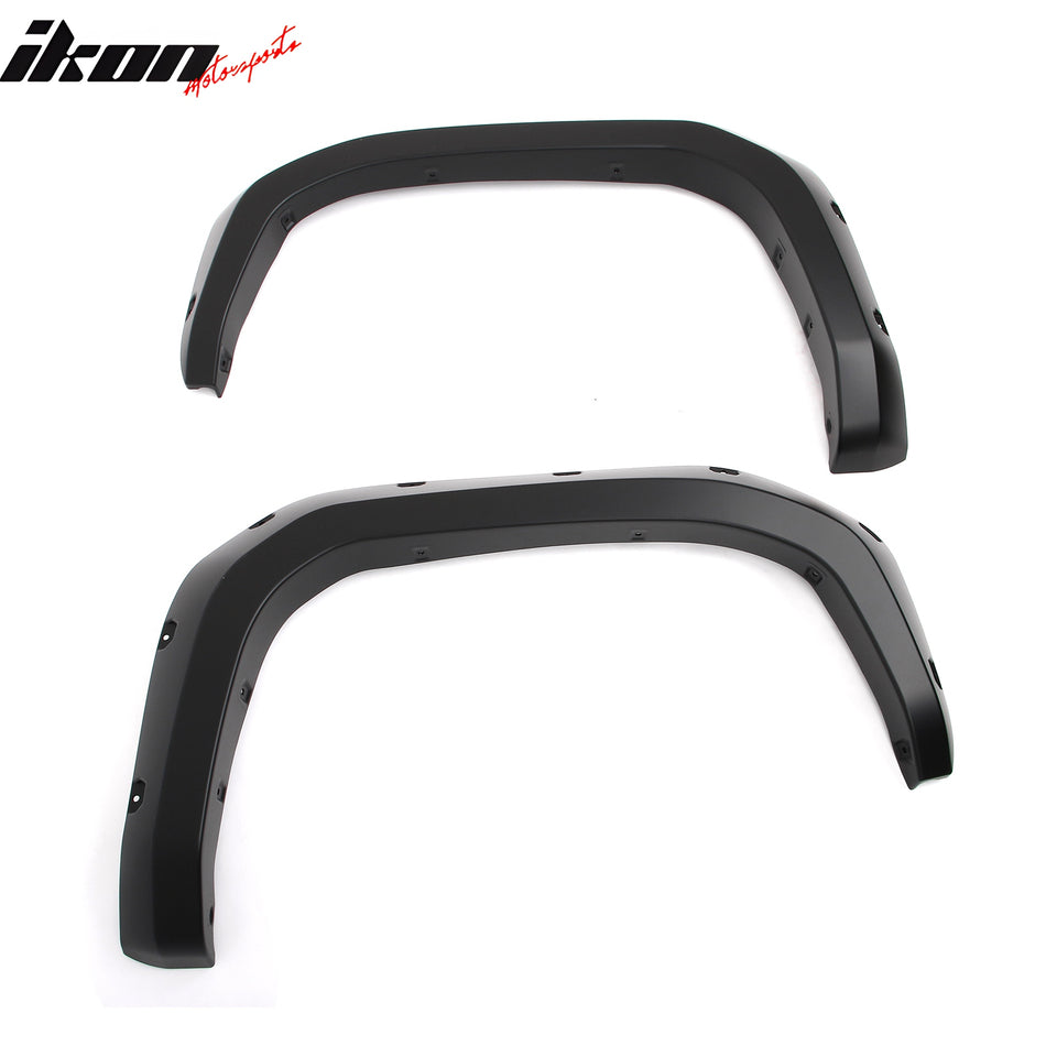 IKON MOTORSPORTS Fender Flares Compatible with 2024-2025 Toyota Tacoma, Pocket Style PP Black Wheel Flare Cover Protector Set, 4 Pcs, Front & Rear