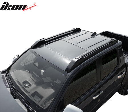 IKON MOTORSPORTS Roof Rack Cross Bars with Slide Rail, Compatible with 2024-2026 Toyota Tacoma Double Cab, OE V2 Style Aluminium Black Cargo Rooftop Luggage Crossbars Carrier