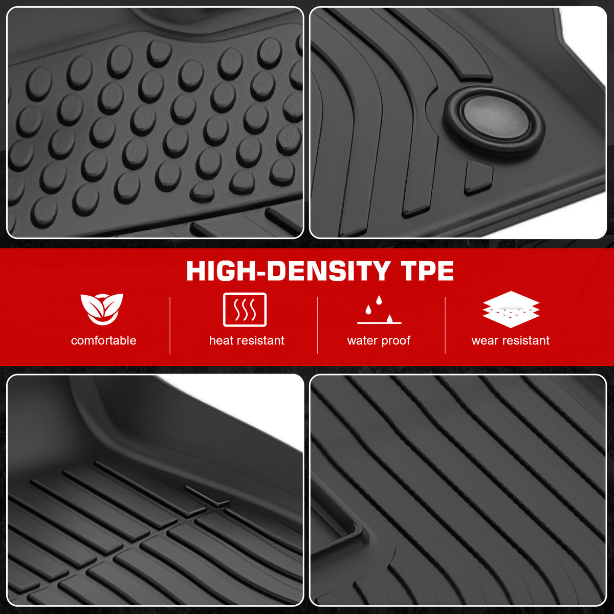 IKON MOTORSPORTS 3D TPE Floor Mats, Compatible with 2024-2026 BMW G60 i5/2025-2026 G60 550e/G90 M5, All Weather Waterproof Non-Slip Floor Liners, Front & 2nd Row Full Set Interior Accessories, Black