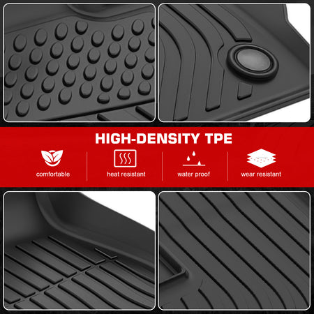 IKON MOTORSPORTS 3D TPE Floor Mats, Compatible with 2024-2026 BMW G60 i5/2025-2026 G60 550e/G90 M5, All Weather Waterproof Non-Slip Floor Liners, Front & 2nd Row Full Set Interior Accessories, Black