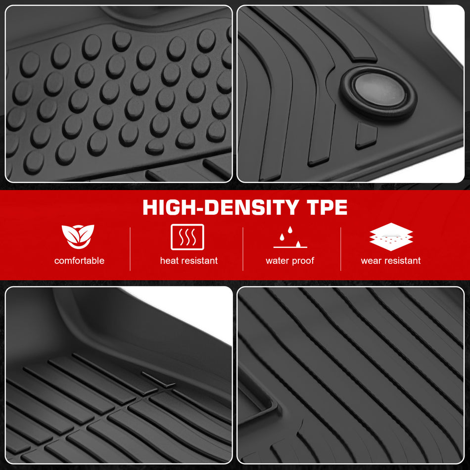 IKON MOTORSPORTS 3D TPE Floor Mats, Compatible with 2024-2026 BMW G60 i5/2025-2026 G60 550e/G90 M5, All Weather Waterproof Non-Slip Floor Liners, Front & 2nd Row Full Set Interior Accessories, Black