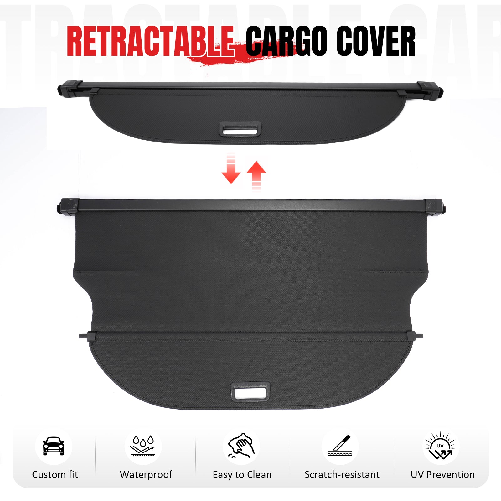 Fits 24-26 Chevrolet Equinox EV Retractable Cargo Cover Carbon Fiber Texture