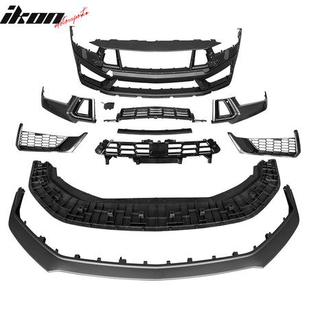 Fits 24-26 Ford Mustang Dark Horse Style Front Bumper Conversion Kit W/ Grilles