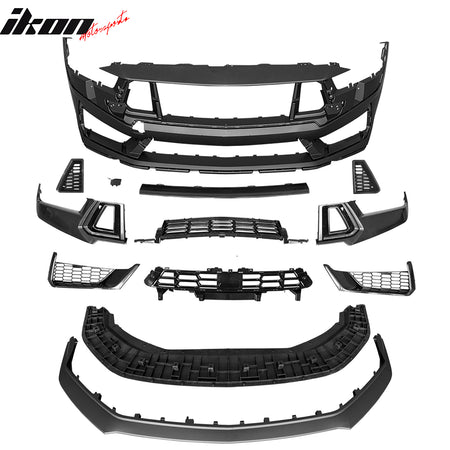 Fits 24-26 Ford Mustang Dark Horse Front Bumper Conversion Kit W/ Mesh Grilles