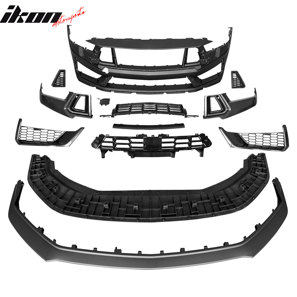 Fits 24-26 Ford Mustang Dark Horse Front Bumper Conversion Kit W/ Mesh Grilles