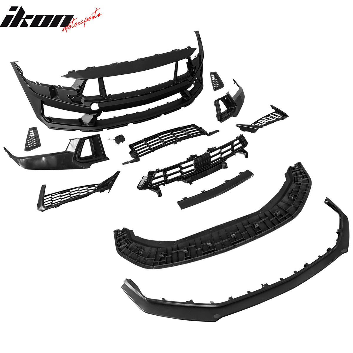 Fits 24-26 Ford Mustang Dark Horse Front Bumper Conversion Kit W/ Mesh Grilles