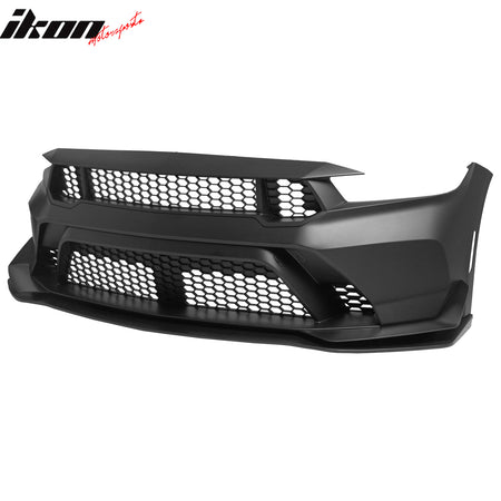 Fits 24-26 Ford Mustang Front Bumper Cover GTD Style Conversion Matte Black Lip
