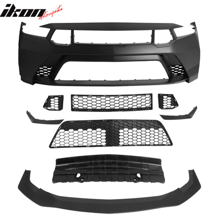 Fits 24-26 Ford Mustang Front Bumper Cover GTD Style Conversion Matte Black Lip