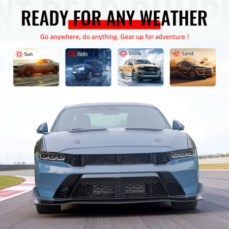 Fits 24-26 Ford Mustang Front Bumper Cover + Hood + Fender GTD Style (Matte Lip)