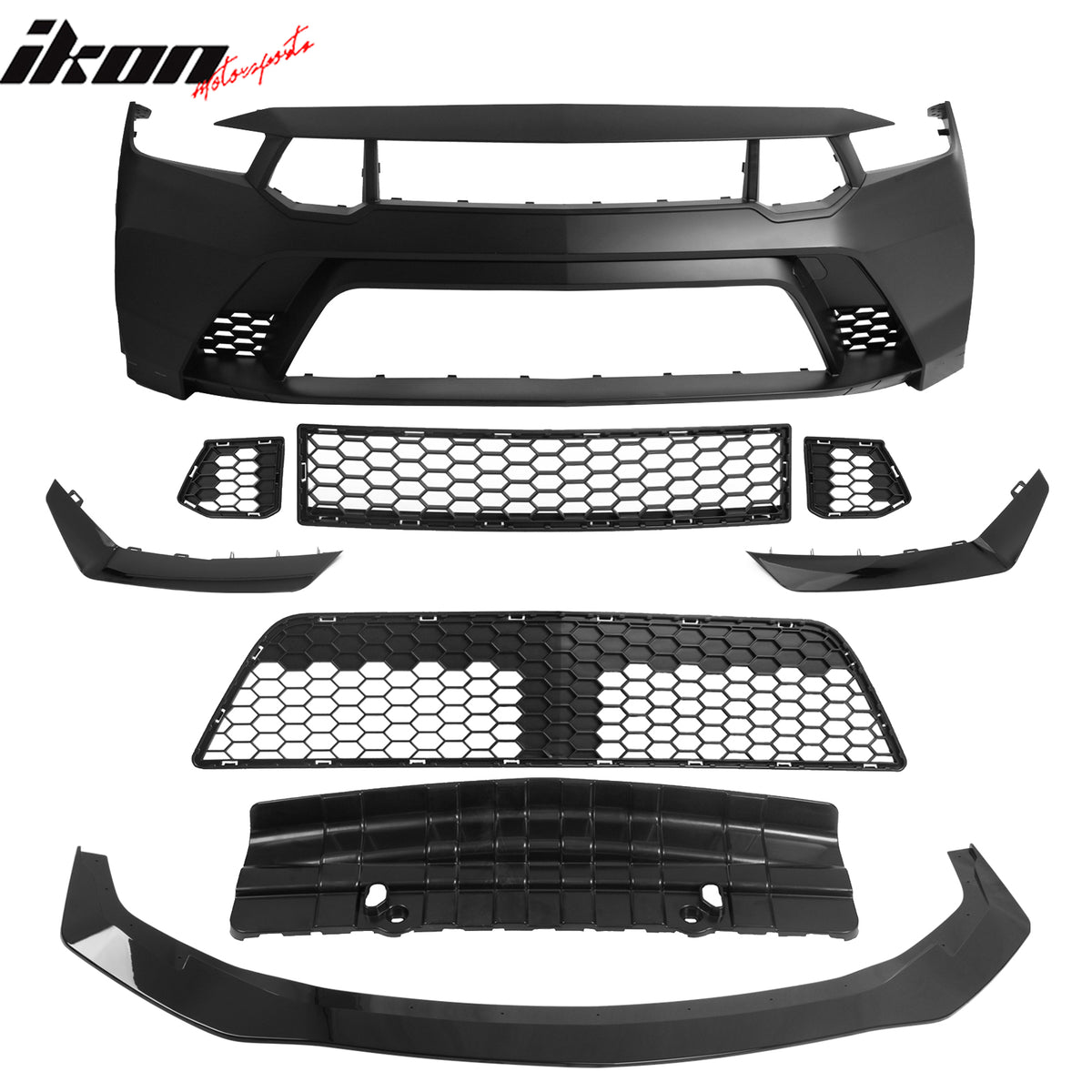 Fits 24-26 Ford Mustang Front Bumper Cover + Hood + Fender GTD Style (Gloss Lip)