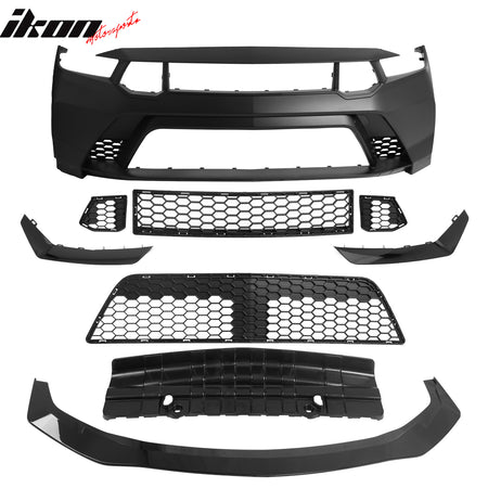 Fits 24-26 Ford Mustang Front Bumper Cover + Hood + Fender GTD Style (Gloss Lip)