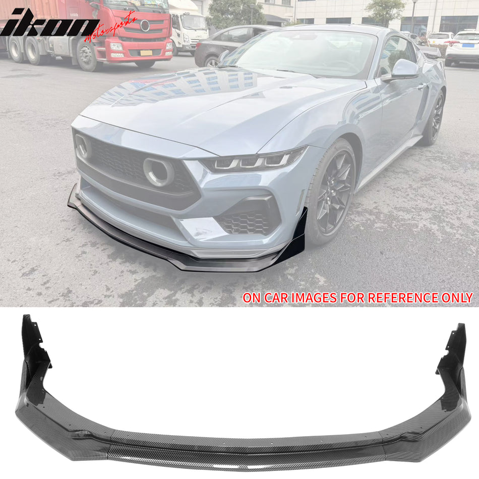 2024-2026 Ford Mustang Front Bumper Lip 5PC Carbon Fiber Print Spoiler