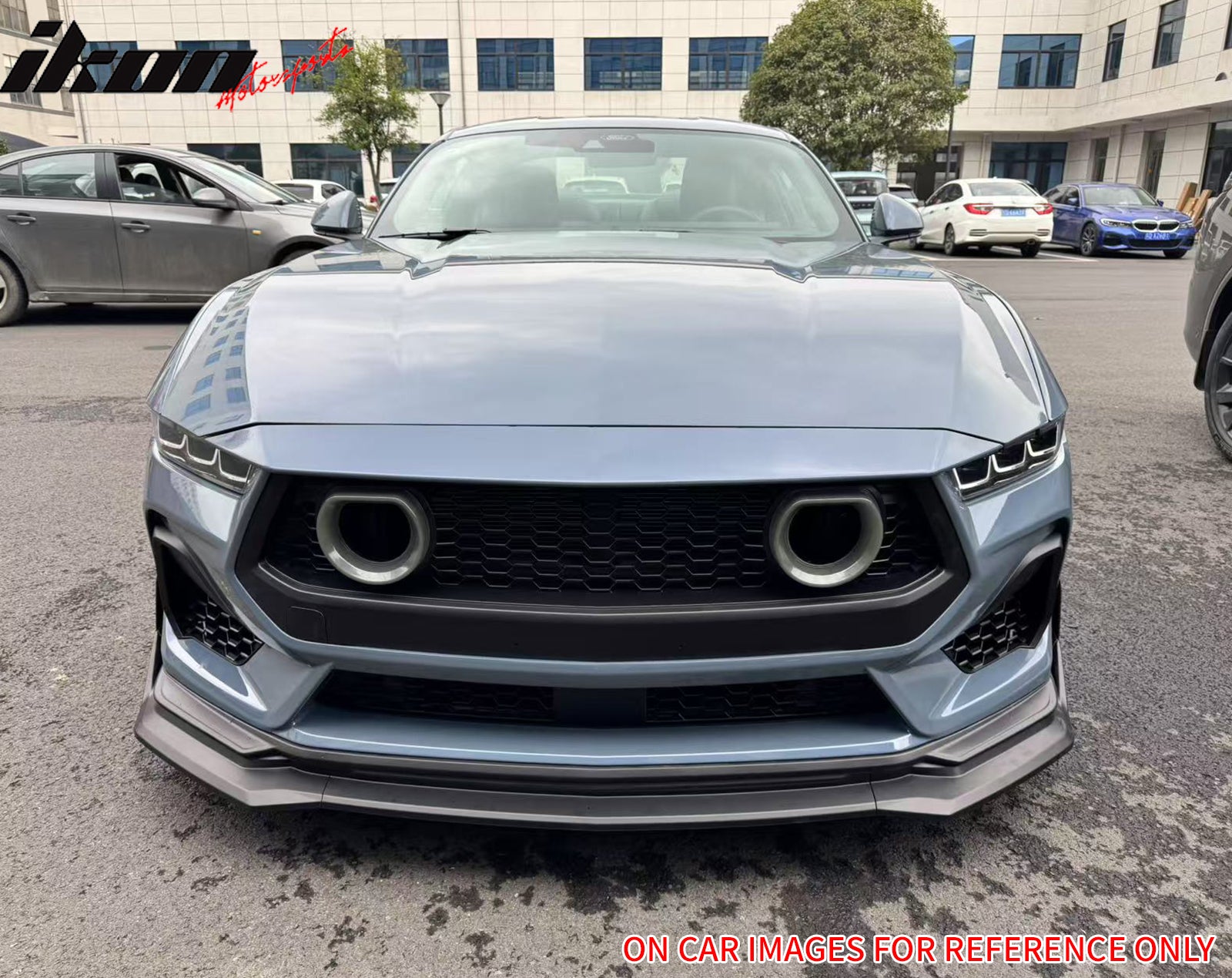 Fits 24-26 Ford Mustang Front Bumper Lip 5PC Spoiler Carbon Fiber Print Splitter