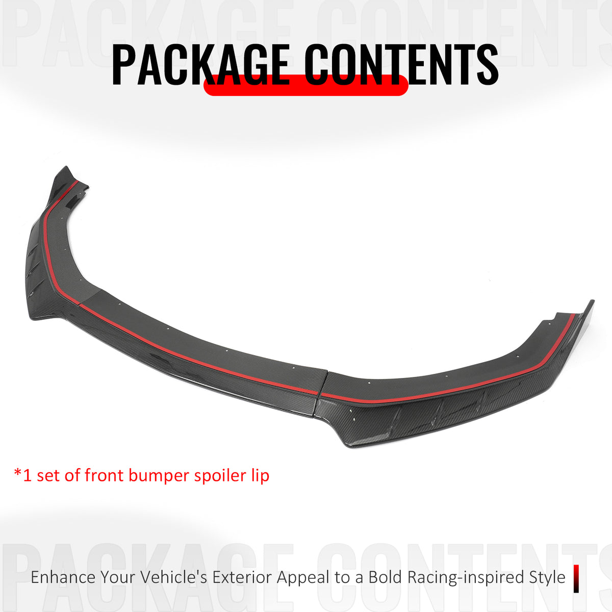 Fits 24-26 Ford Mustang IKON Front Bumper Lip Real Carbon Fiber Lower Splitter