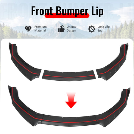Fits 24-26 Ford Mustang IKON Style Front Bumper Lip Matte Black Lower Splitter